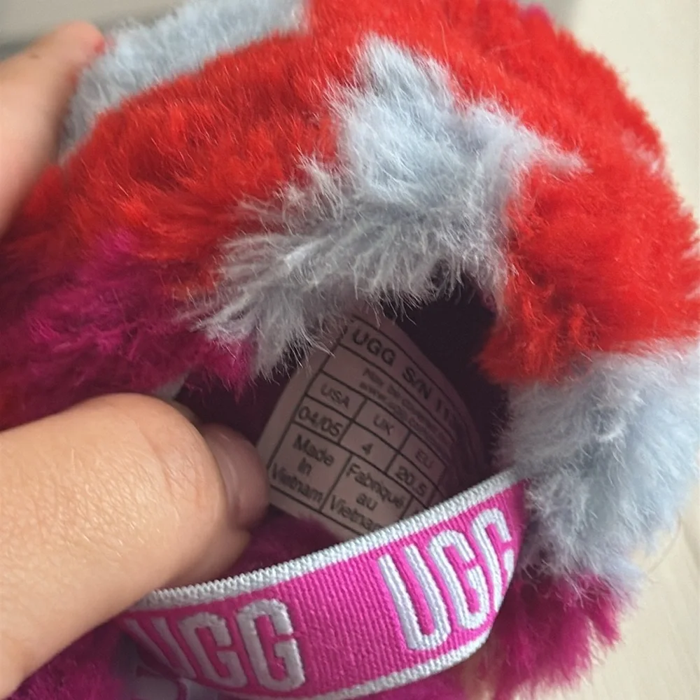 UGG Kids Colorful Fluffy Slippers